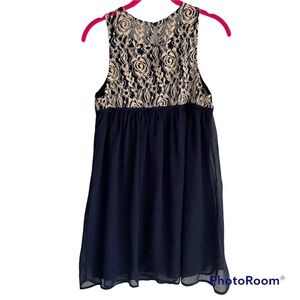 Blu Pepper Lace Babydoll Womens Formal Dress with Embellished Neckline, S